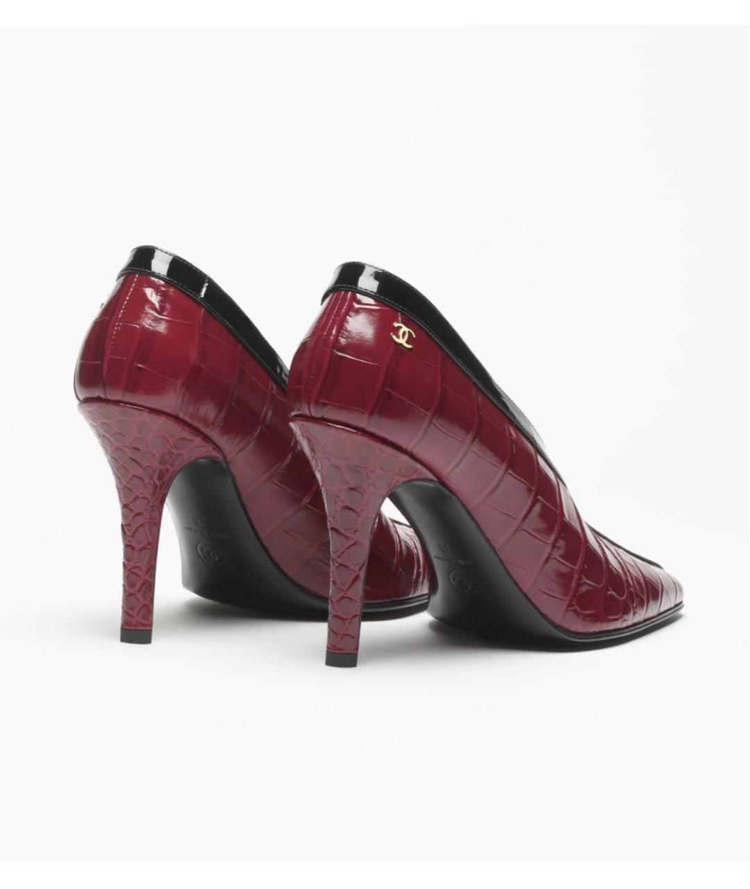 CHANEL Бордовые кожаные туфли, фото 3