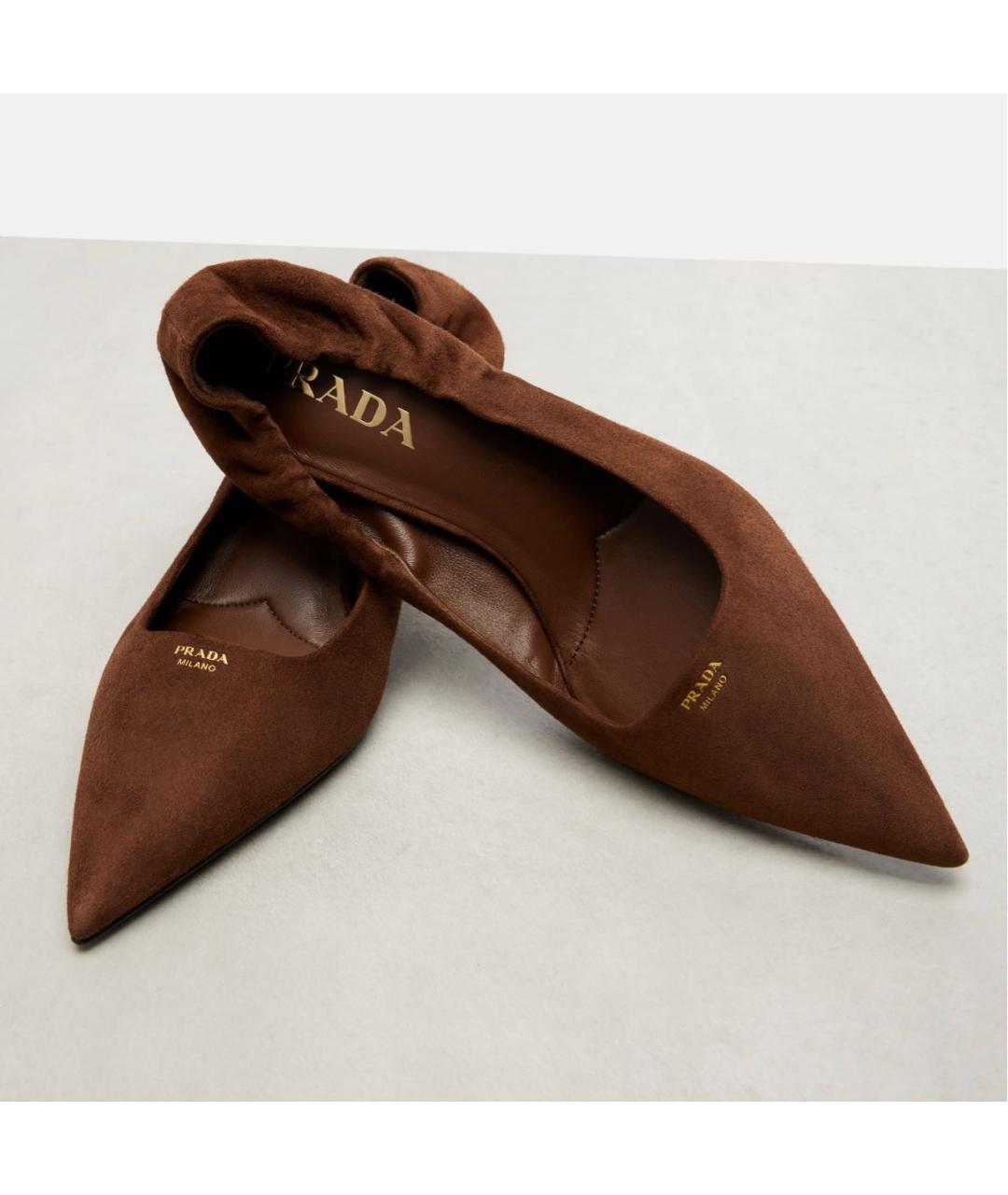 PRADA Коричневые замшевые туфли, фото 3