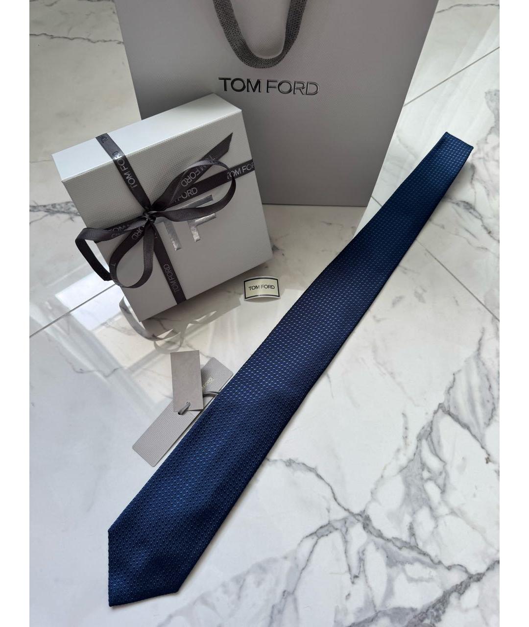 TOM FORD Темно-синий шелковый галстук, фото 7