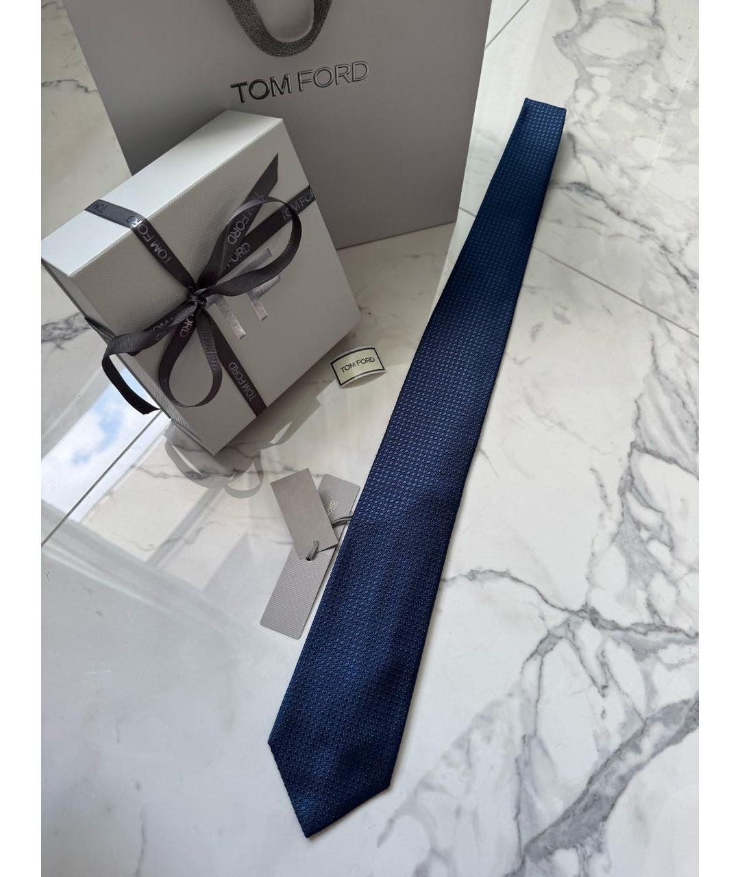 TOM FORD Темно-синий шелковый галстук, фото 2