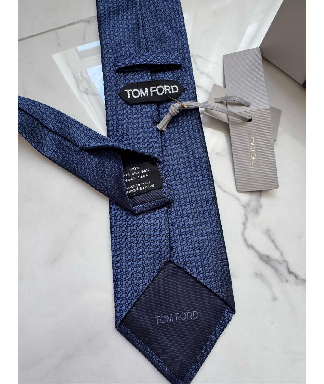 TOM FORD Темно-синий шелковый галстук, фото 6