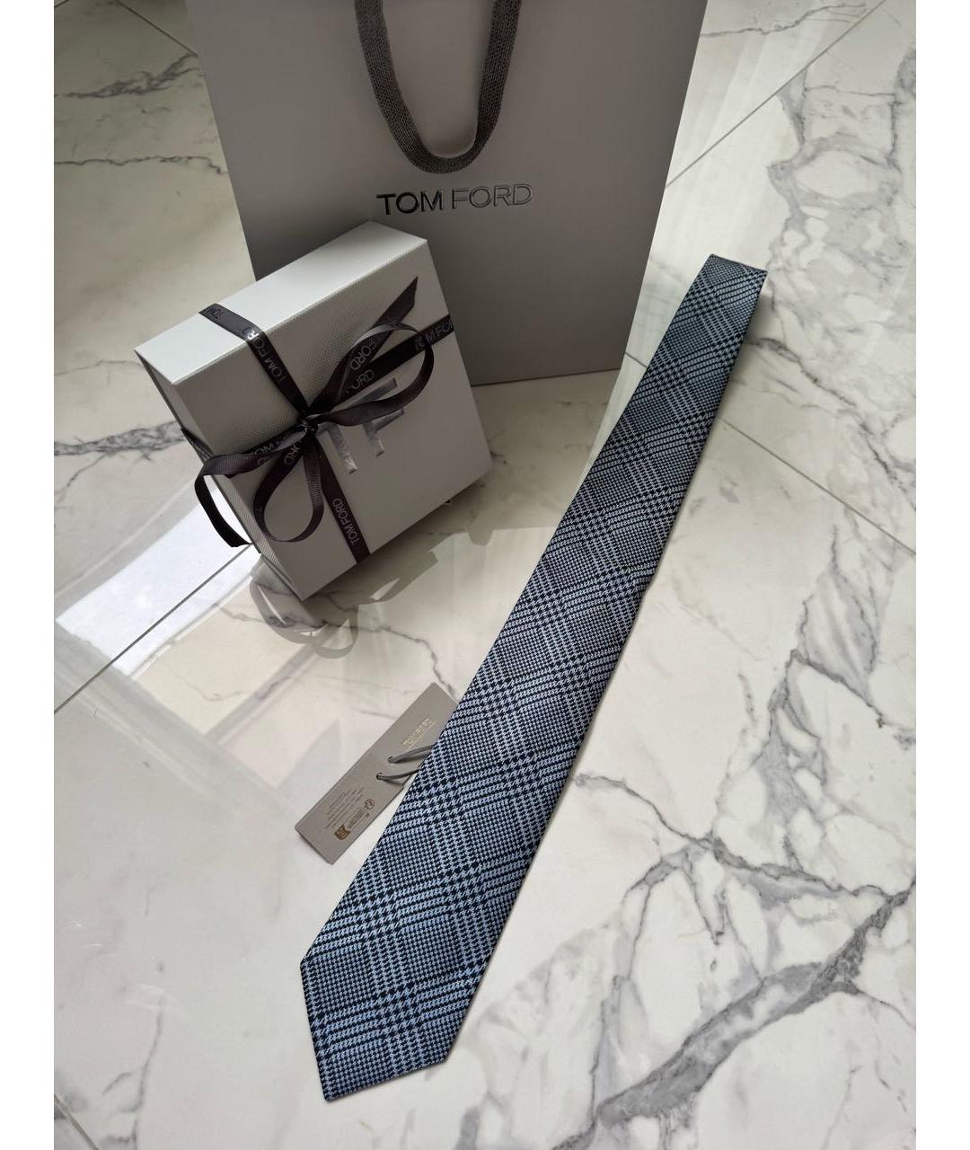 TOM FORD Голубой шелковый галстук, фото 3