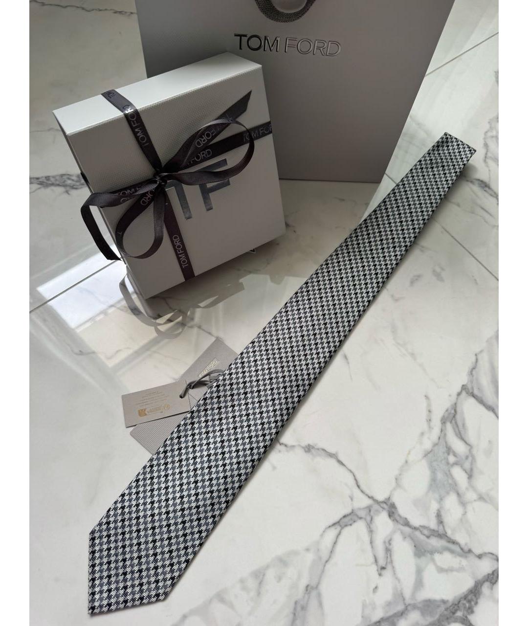 TOM FORD Серый шелковый галстук, фото 3