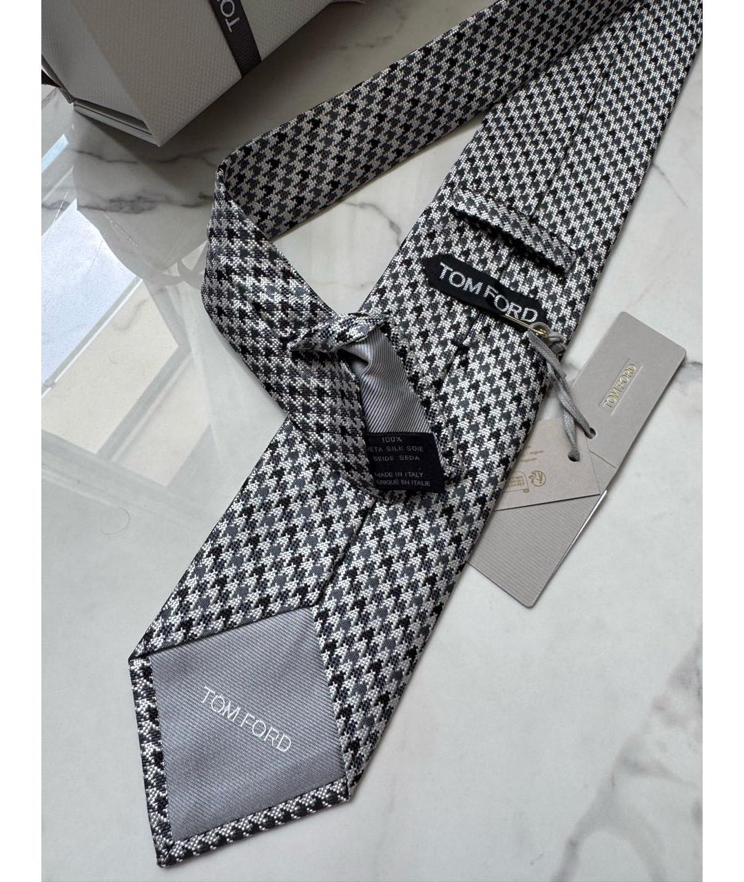 TOM FORD Серый шелковый галстук, фото 4