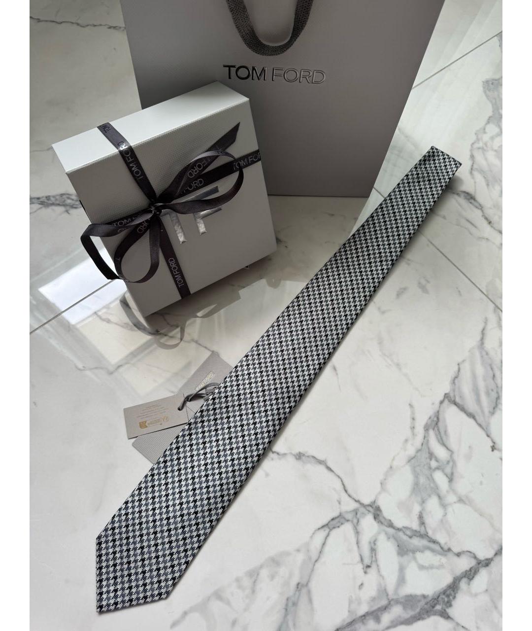 TOM FORD Серый шелковый галстук, фото 7