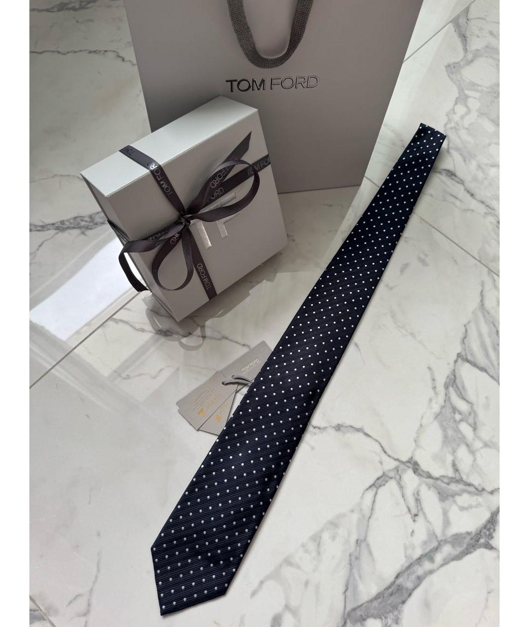 TOM FORD Темно-синий шелковый галстук, фото 2
