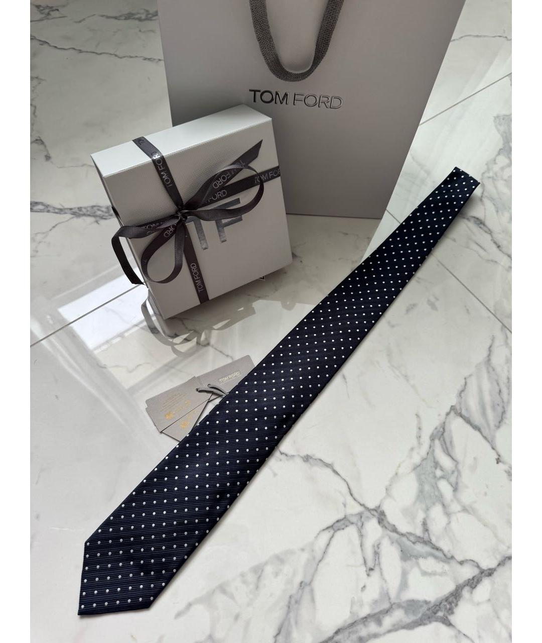 TOM FORD Темно-синий шелковый галстук, фото 6