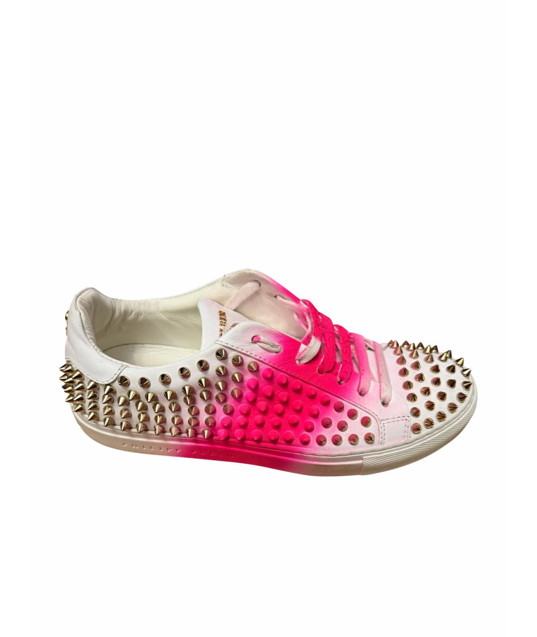 PHILIPP PLEIN Белые кожаные кеды, фото 1