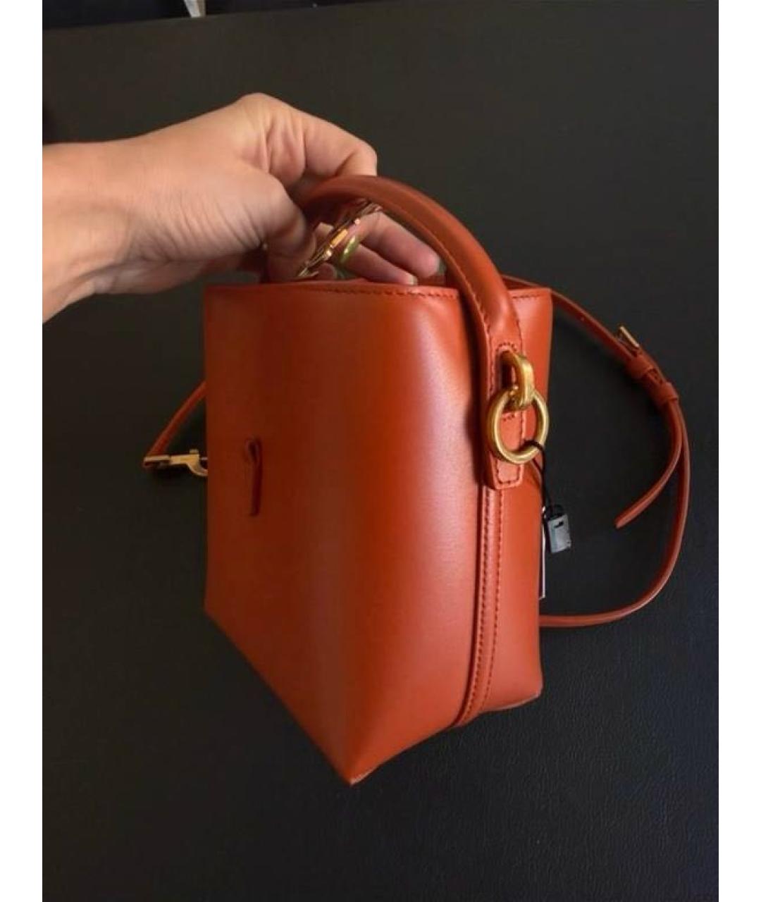 SAINT LAURENT Коричневая кожаная сумка с короткими ручками, фото 7