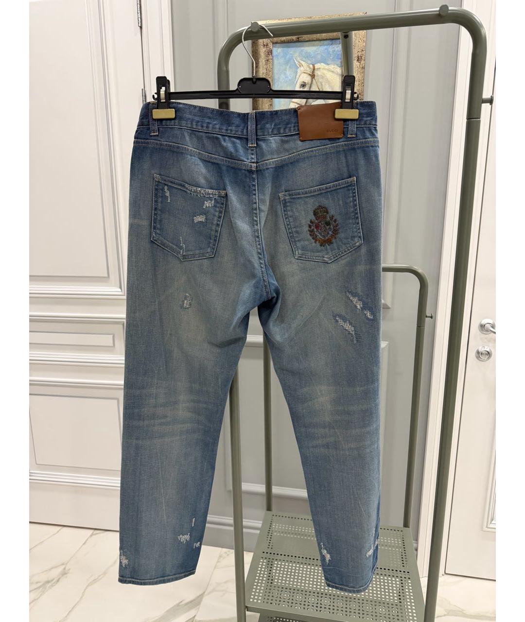 GUCCI Голубые хлопковые джинсы слим, фото 2