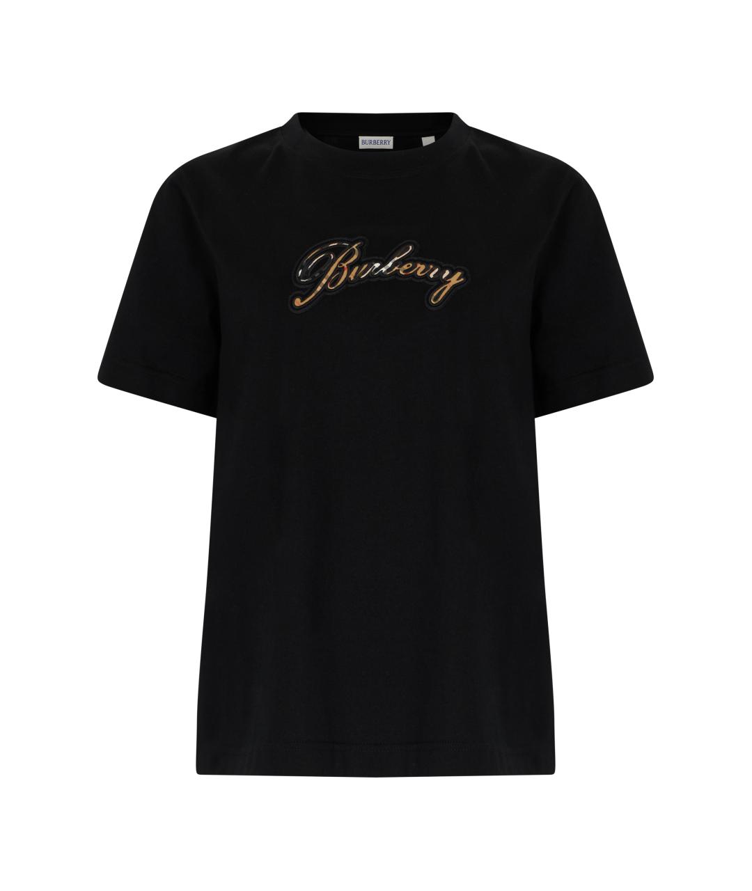 BURBERRY Черная хлопковая футболка, фото 1
