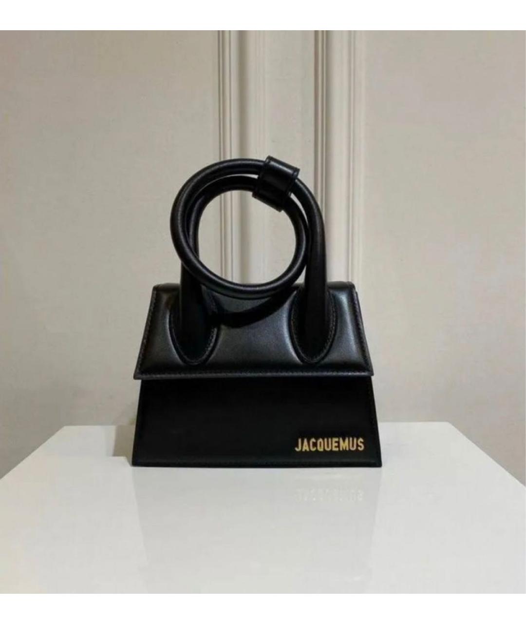 JACQUEMUS Черная кожаная сумка через плечо, фото 7