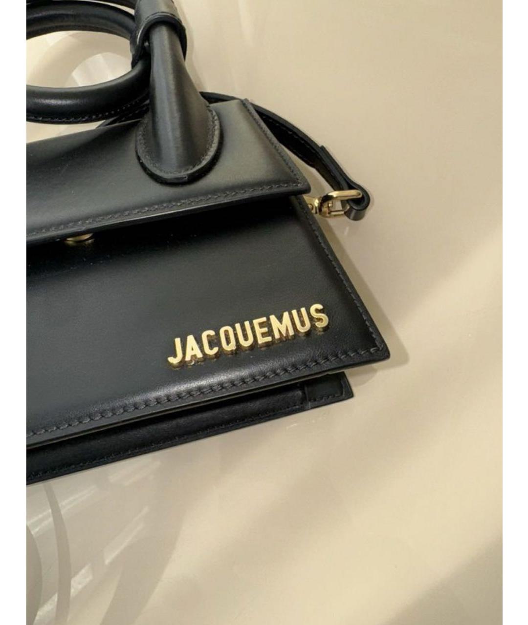 JACQUEMUS Черная кожаная сумка через плечо, фото 4