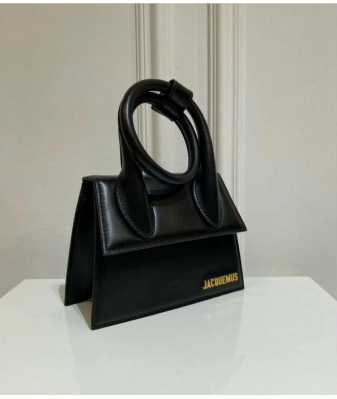 JACQUEMUS Черная кожаная сумка через плечо, фото 3