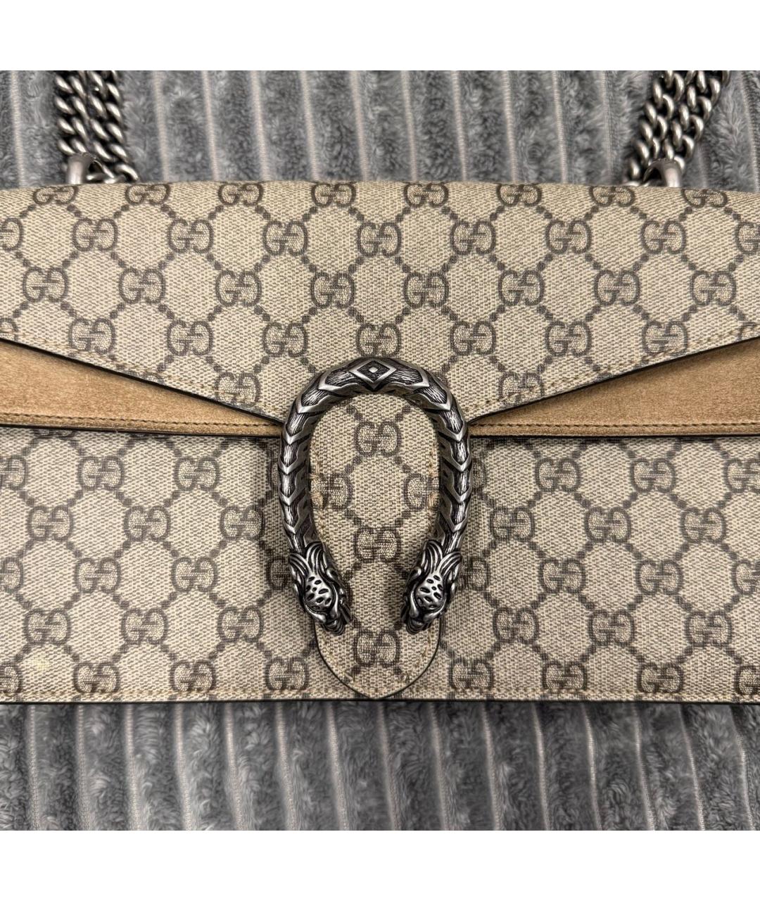 GUCCI Бежевая кожаная сумка через плечо, фото 4