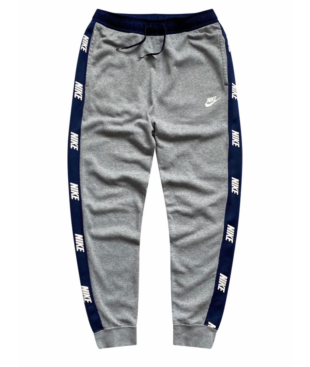 NIKE Серые хлопковые повседневные брюки, фото 1