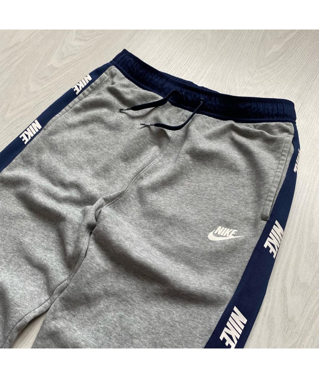 NIKE Серые хлопковые повседневные брюки, фото 2
