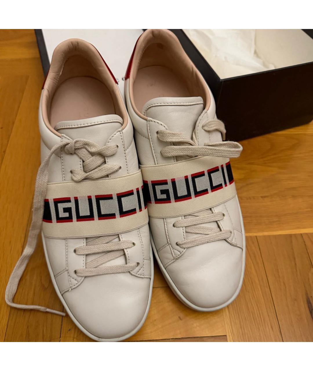 GUCCI Белые кожаные кеды, фото 2