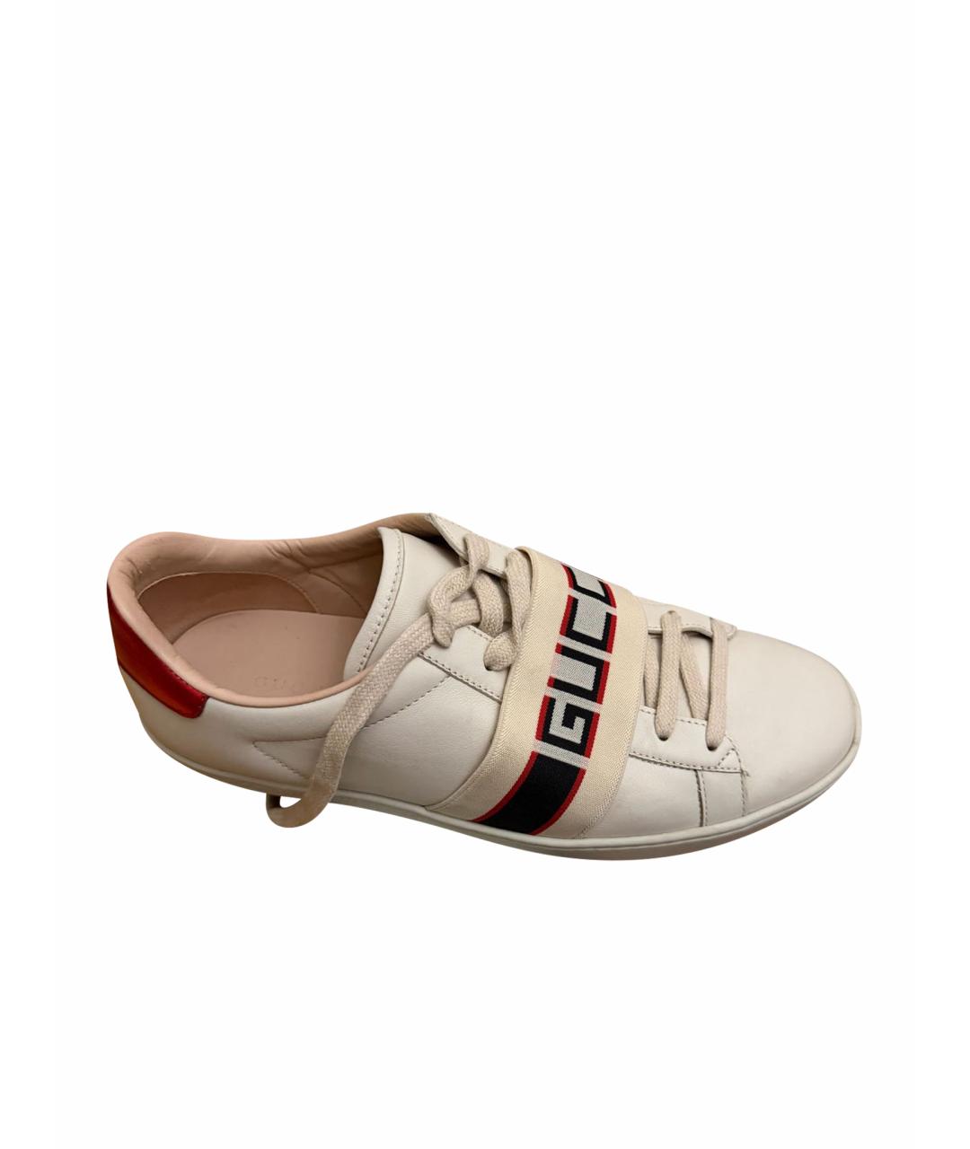 GUCCI Белые кожаные кеды, фото 1