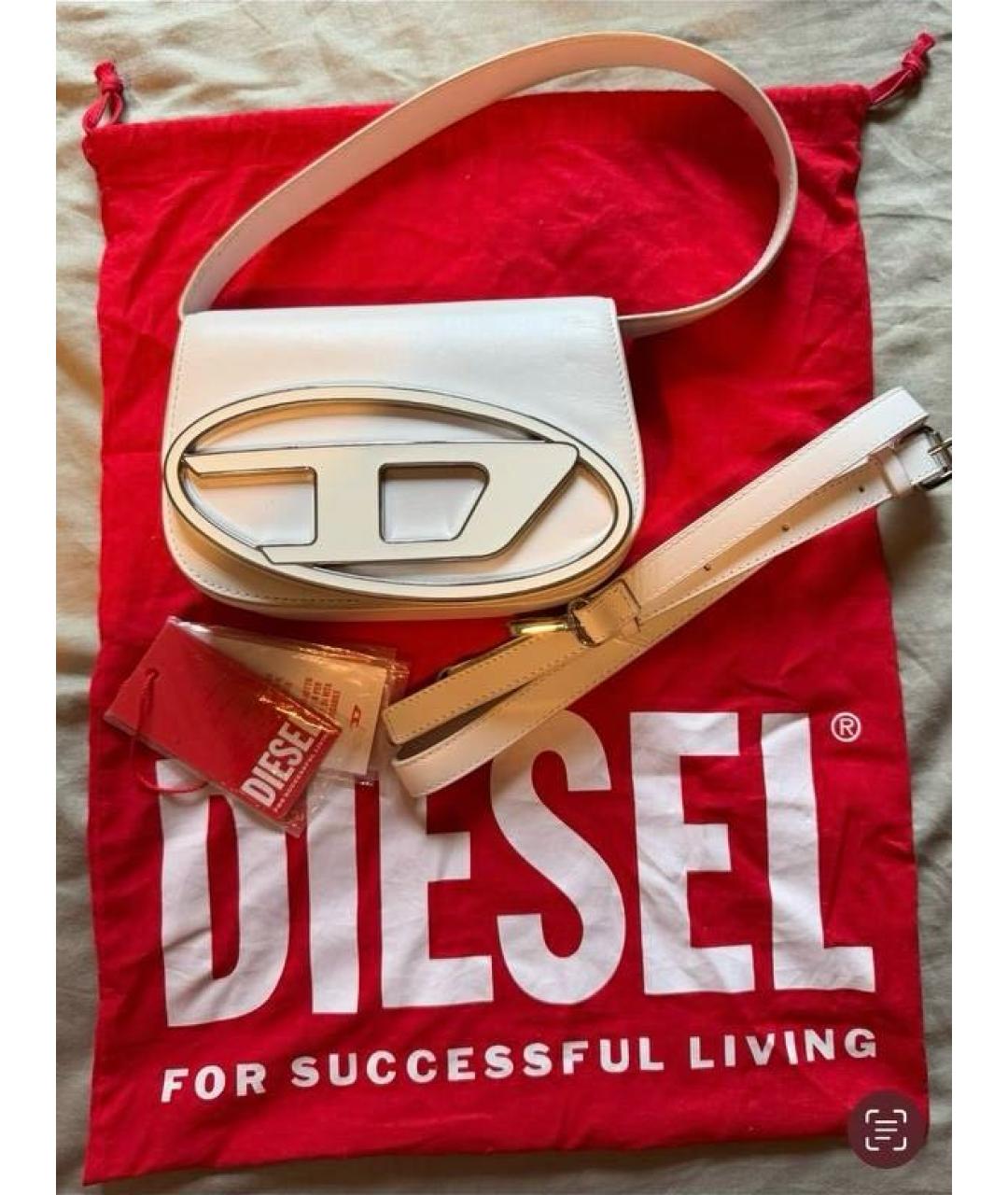 DIESEL Белая кожаная сумка через плечо, фото 4