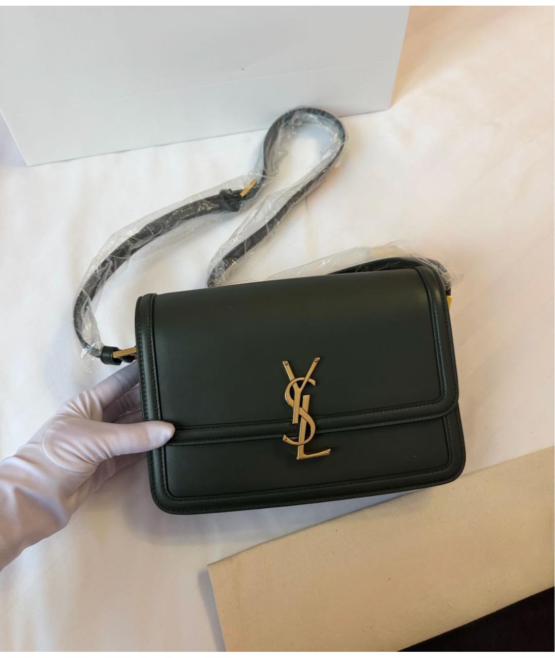 SAINT LAURENT Зеленая кожаная сумка через плечо, фото 5