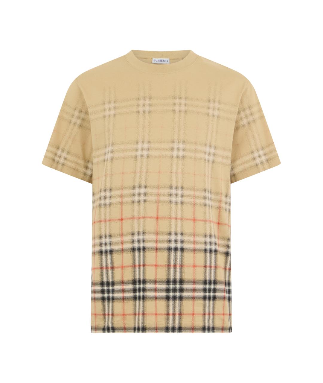 BURBERRY Бежевая хлопковая футболка, фото 1