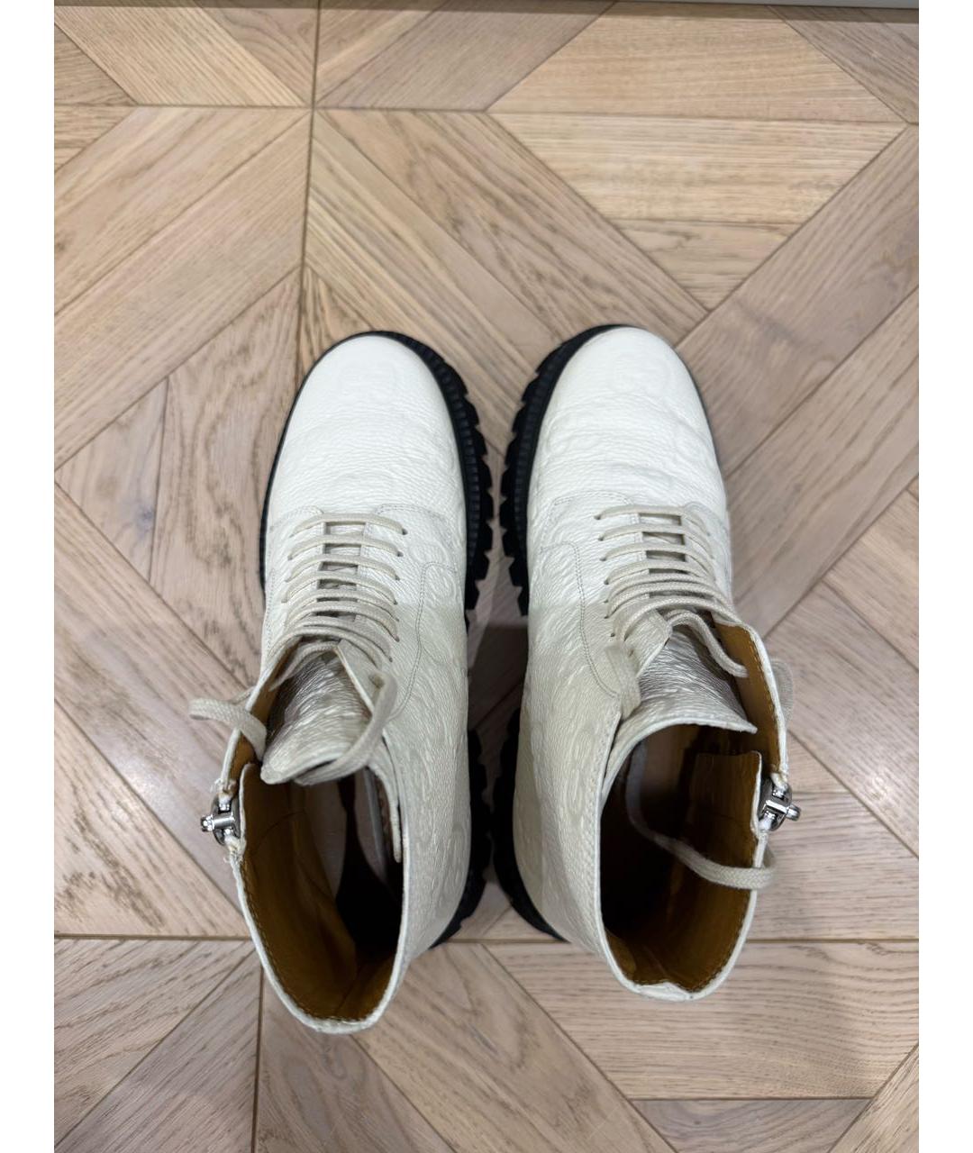 GUCCI Белые кожаные ботинки, фото 3