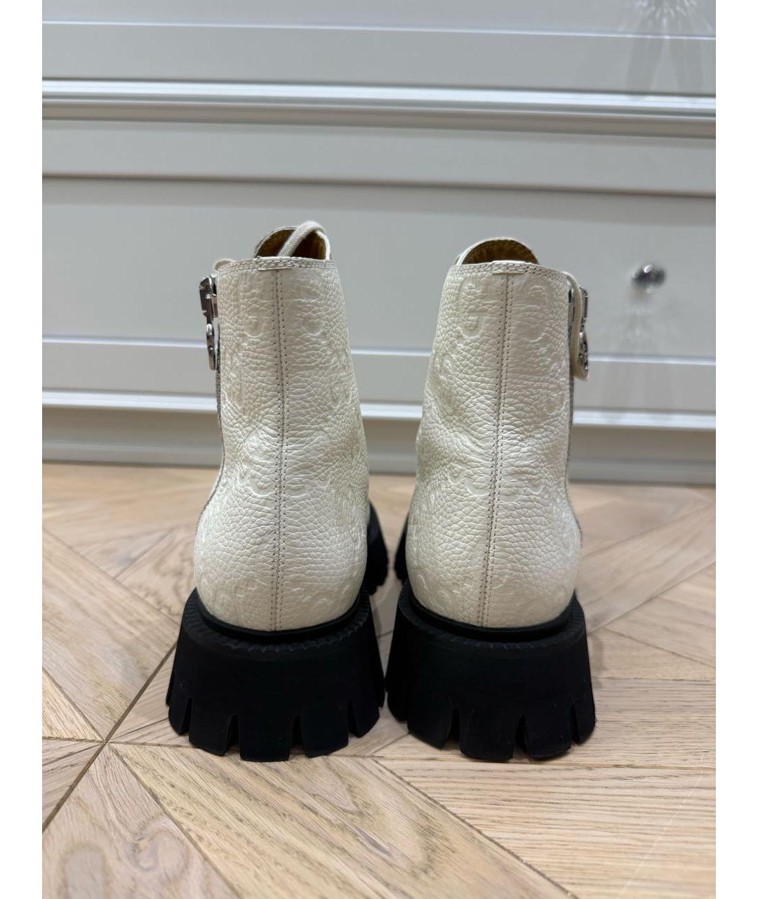 GUCCI Белые кожаные ботинки, фото 4