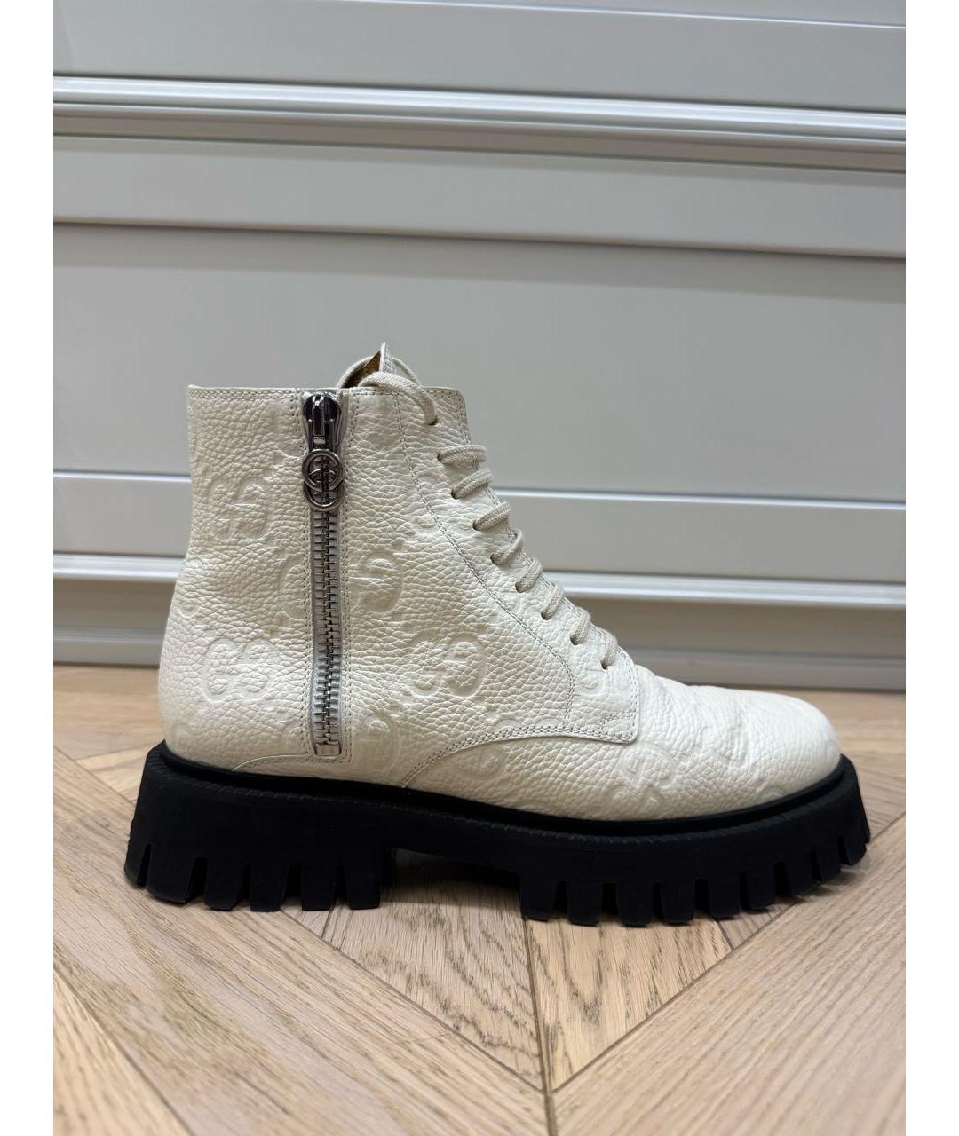 GUCCI Белые кожаные ботинки, фото 6
