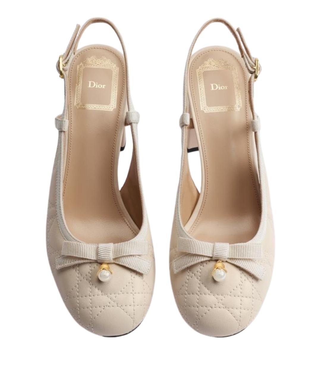 CHRISTIAN DIOR Бежевые кожаные туфли, фото 3