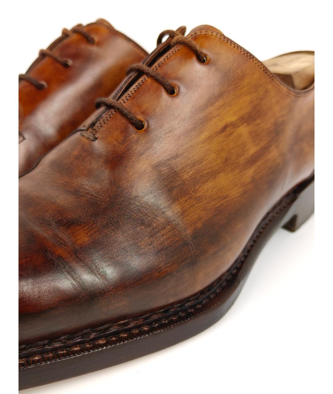 SANTONI Коричневые кожаные туфли, фото 9