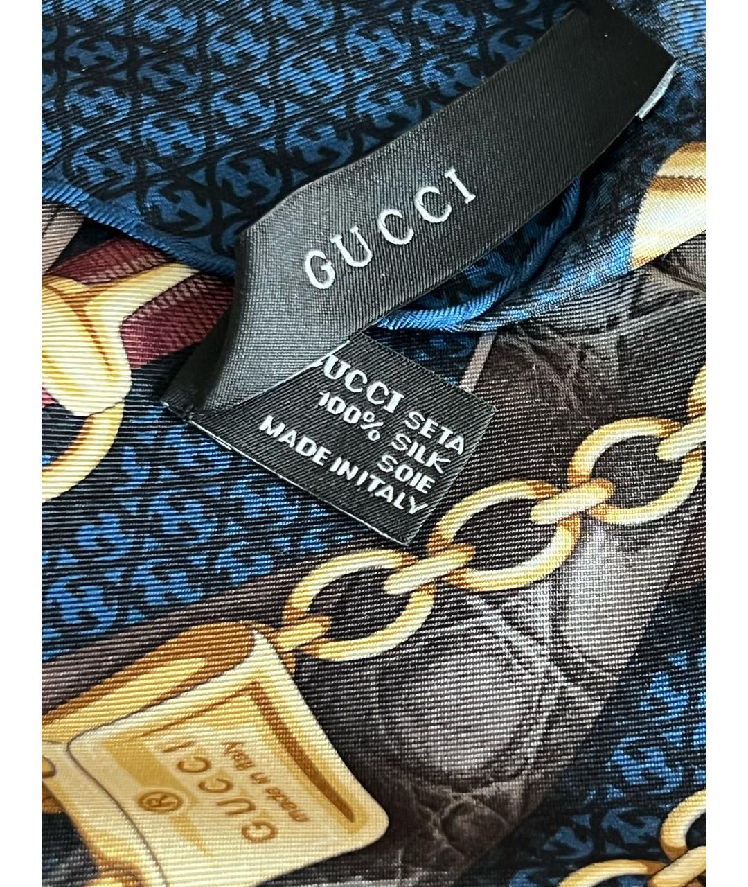 GUCCI Синий шелковый платок, фото 3