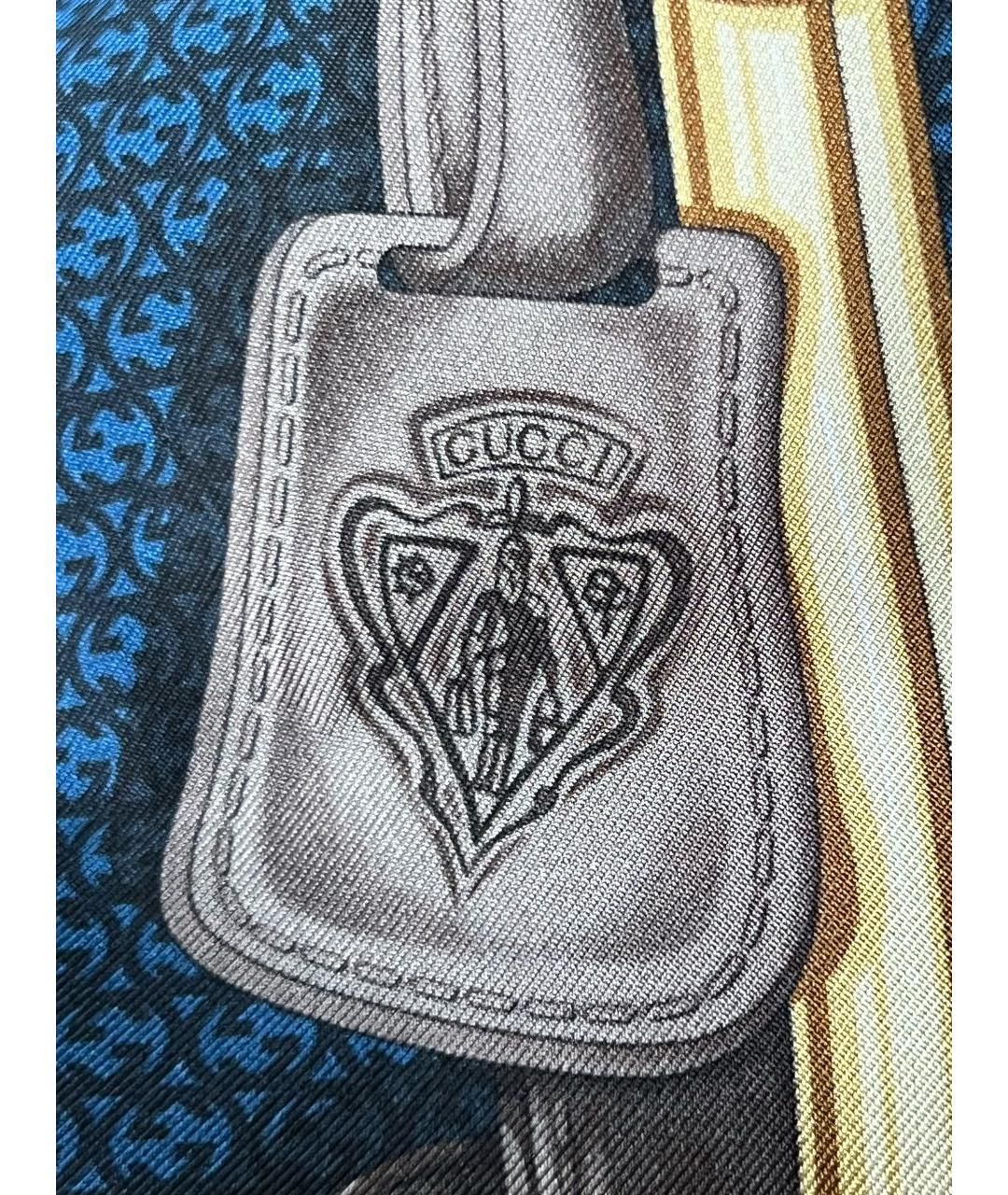 GUCCI Синий шелковый платок, фото 5