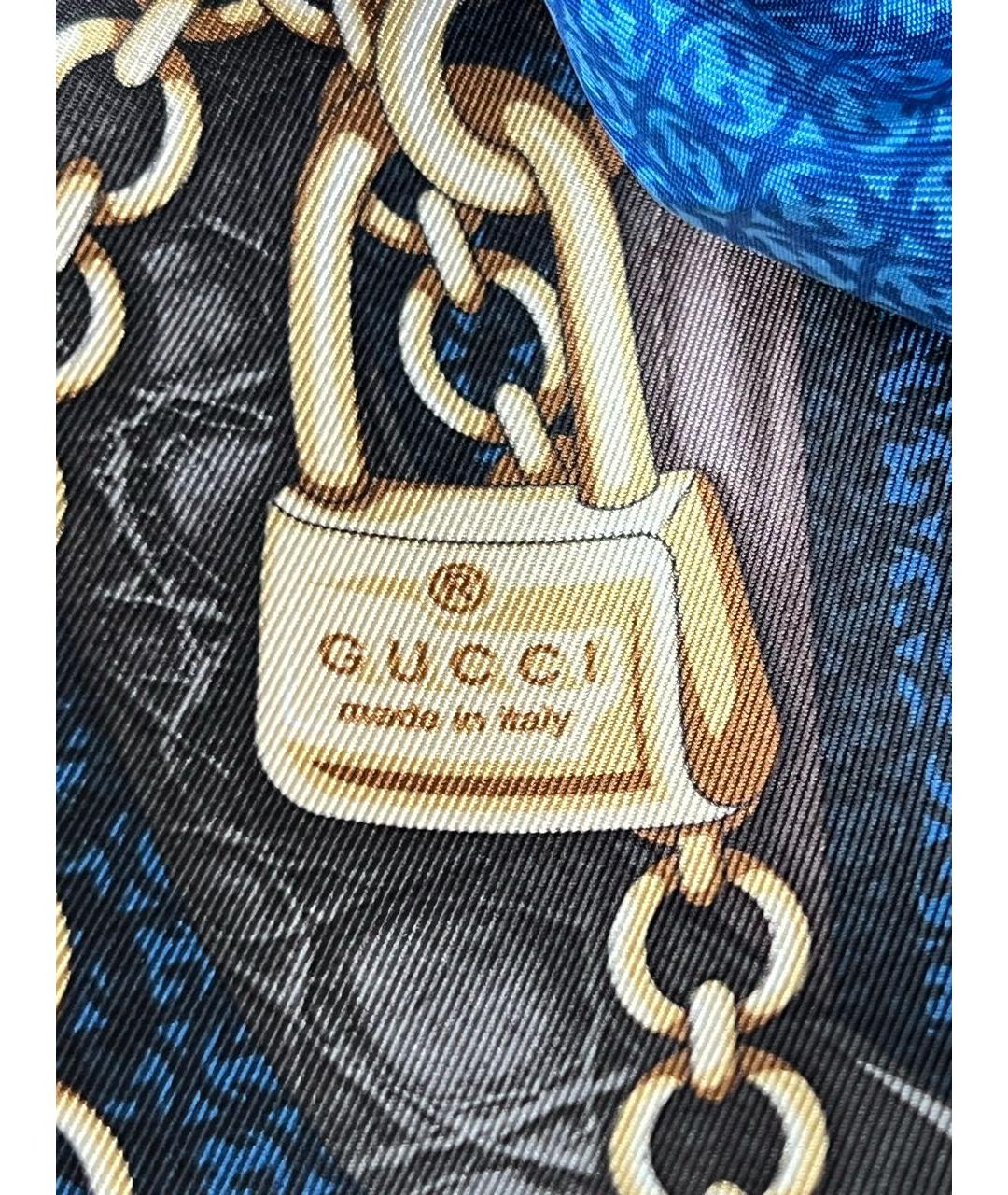 GUCCI Синий шелковый платок, фото 6