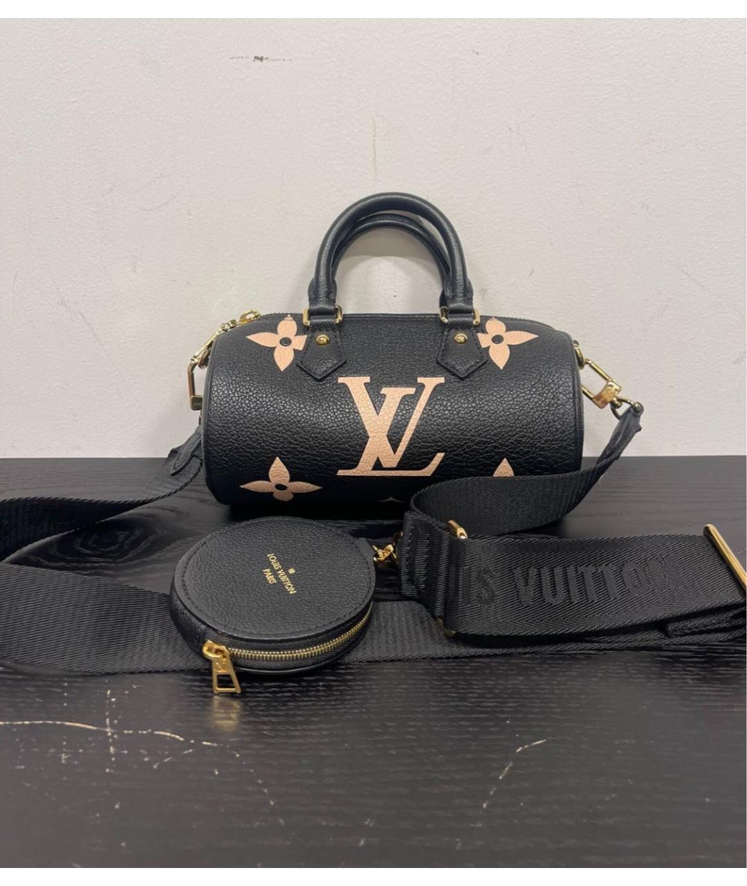LOUIS VUITTON Черная кожаная сумка с короткими ручками, фото 3