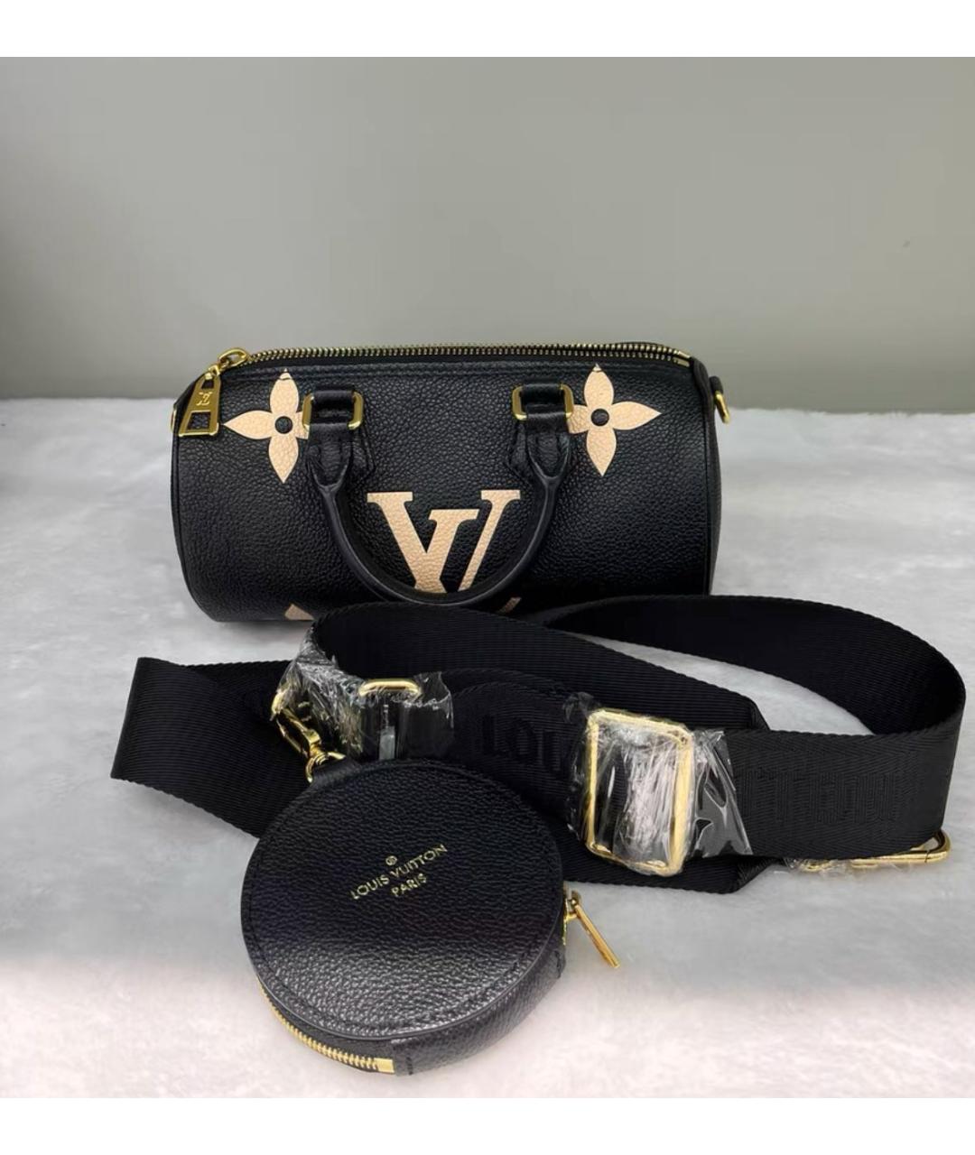 LOUIS VUITTON Черная кожаная сумка с короткими ручками, фото 6