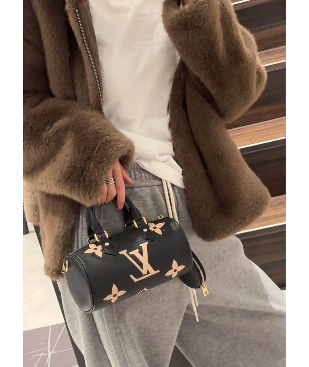 LOUIS VUITTON Черная кожаная сумка с короткими ручками, фото 5