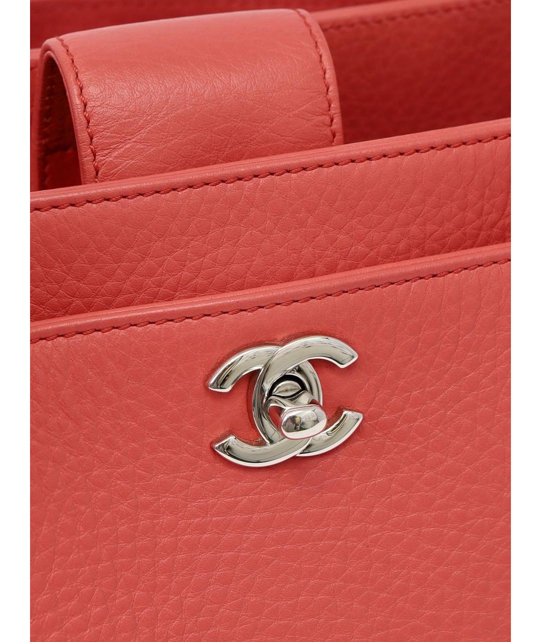 CHANEL Коралловая кожаная сумка тоут, фото 4