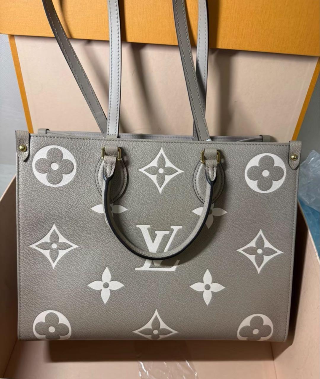 LOUIS VUITTON Серая кожаная сумка тоут, фото 7