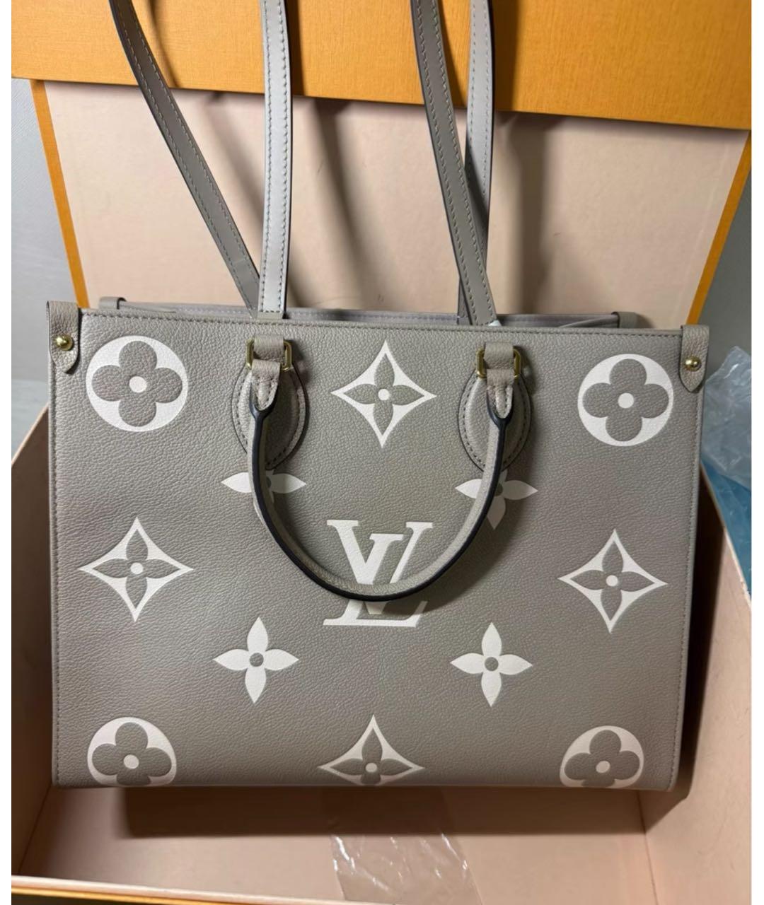 LOUIS VUITTON Серая кожаная сумка тоут, фото 2