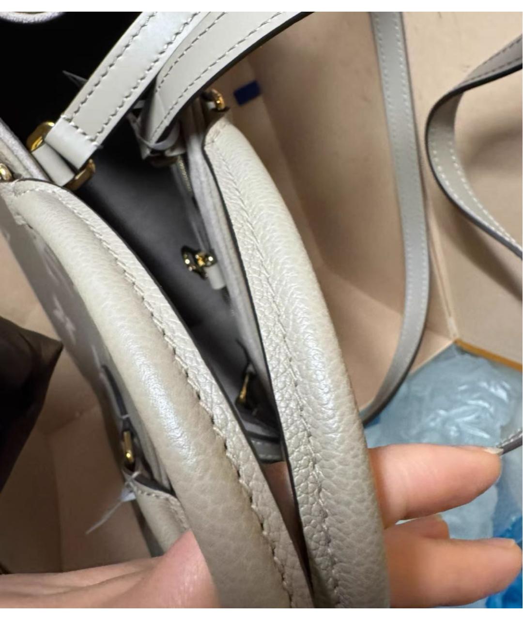 LOUIS VUITTON Серая кожаная сумка тоут, фото 5