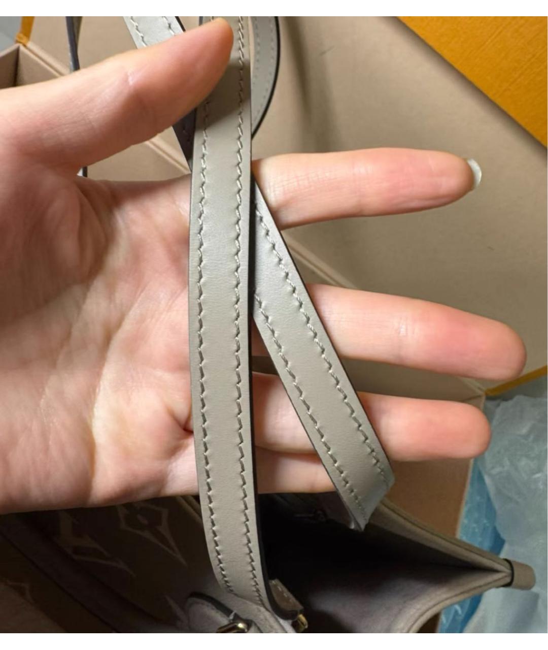LOUIS VUITTON Серая кожаная сумка тоут, фото 6