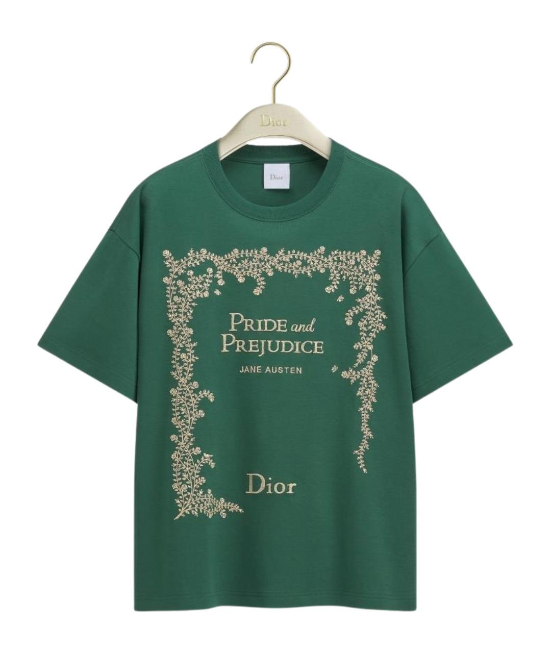 CHRISTIAN DIOR Зеленая хлопковая футболка, фото 1