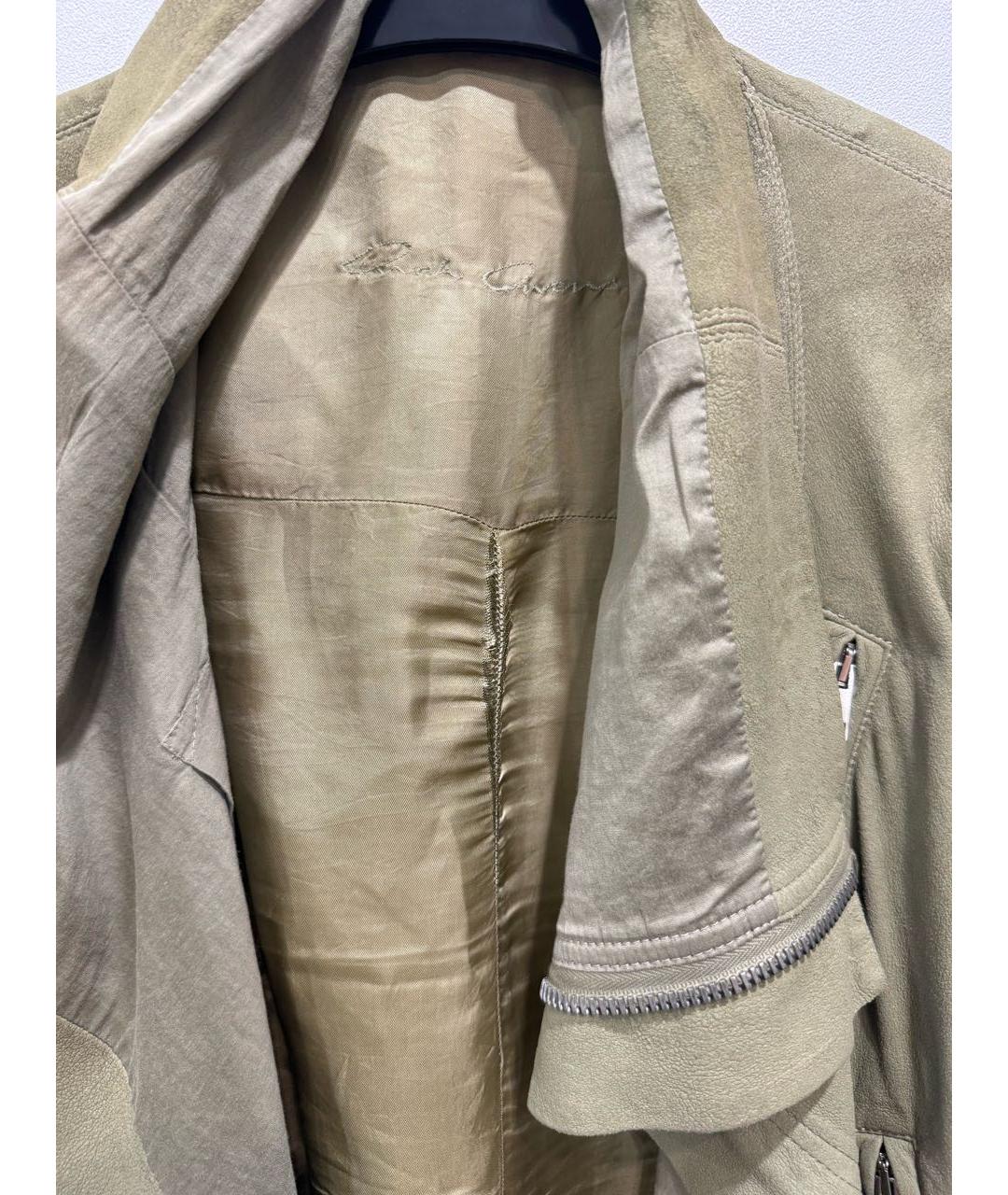 RICK OWENS Зеленая кожаная куртка, фото 3