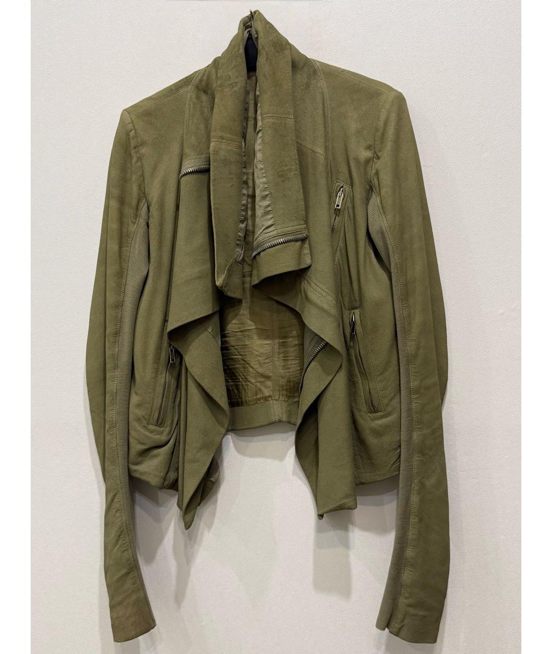 RICK OWENS Зеленая кожаная куртка, фото 6