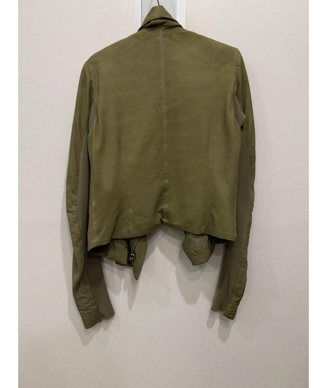 RICK OWENS Зеленая кожаная куртка, фото 2