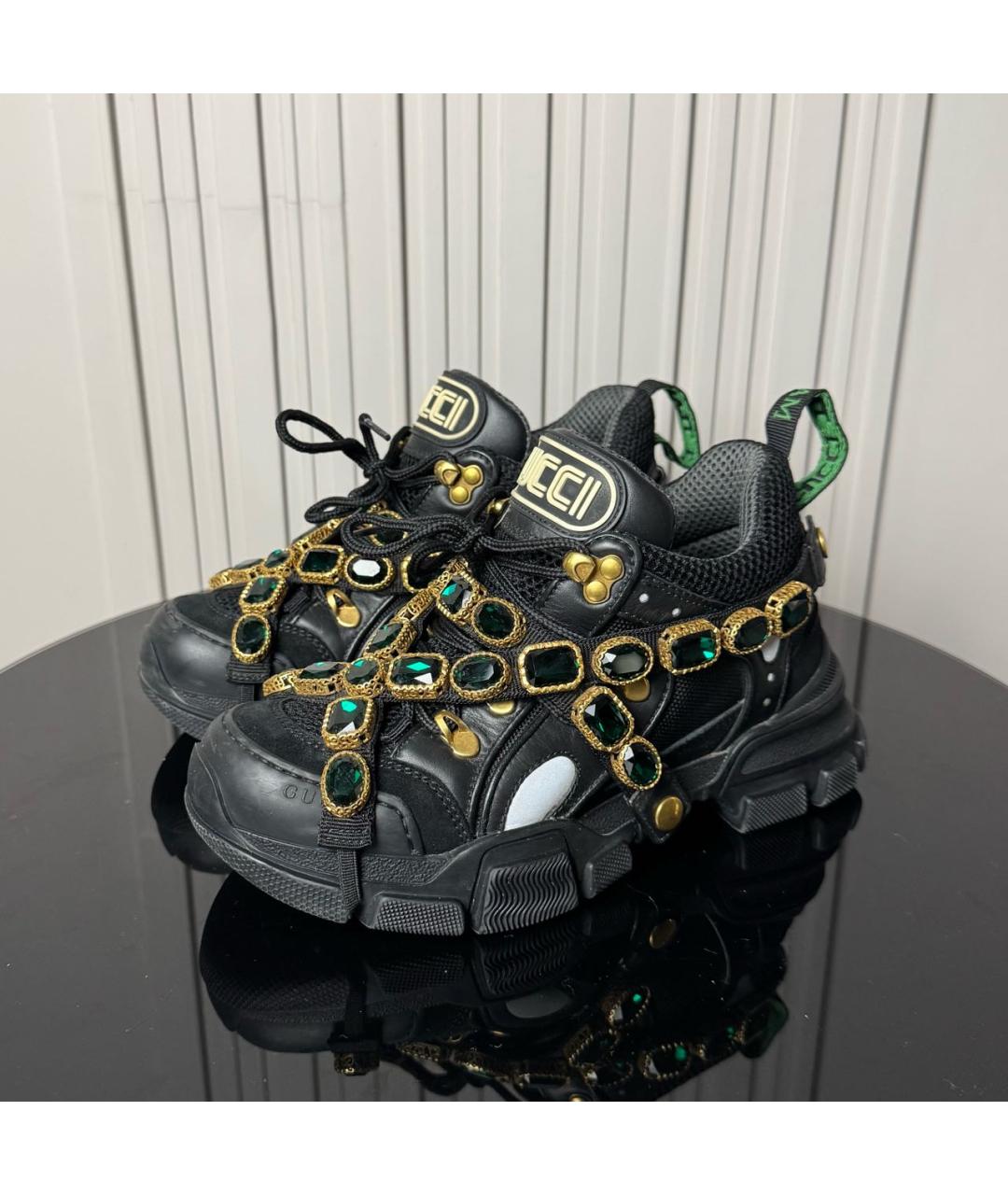 GUCCI Черные кожаные кроссовки, фото 2