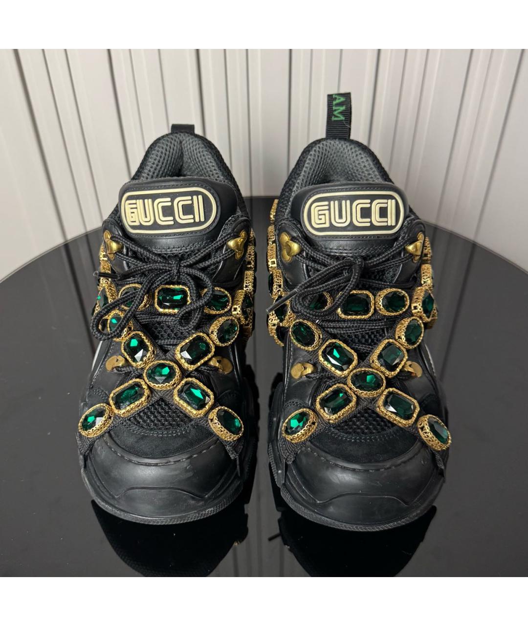 GUCCI Черные кожаные кроссовки, фото 3