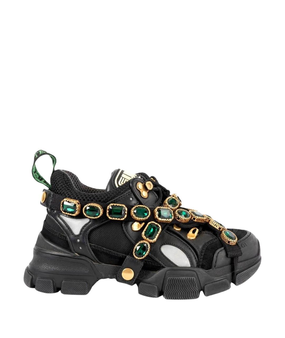 GUCCI Черные кожаные кроссовки, фото 1