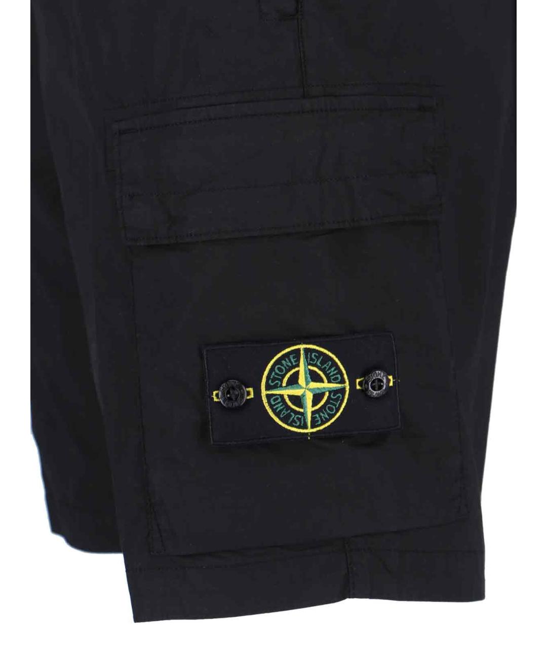 STONE ISLAND Черные хлопковые шорты, фото 4